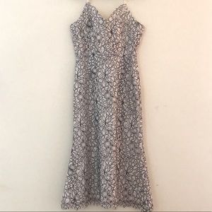 Black & white lace midi dress, adjustable strap